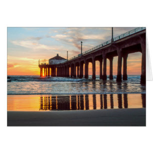 Coucher du soleil de pilier de Manhattan Beach
