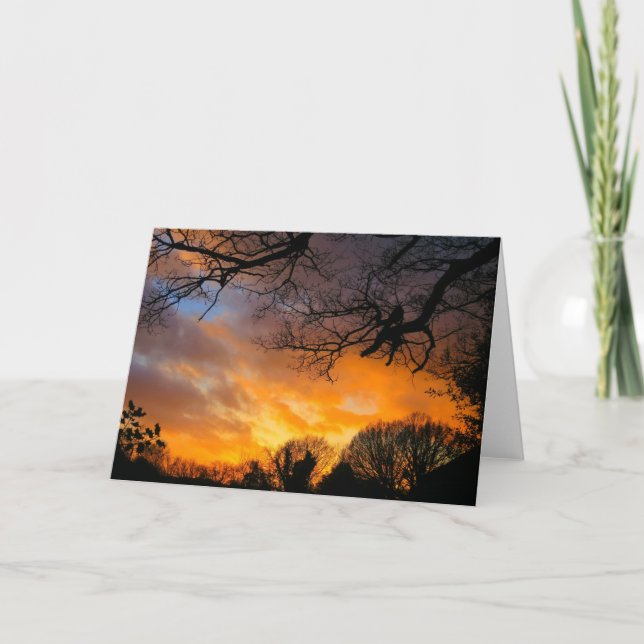 Coucher du soleil de plein hiver - carte de voeux (Devant)