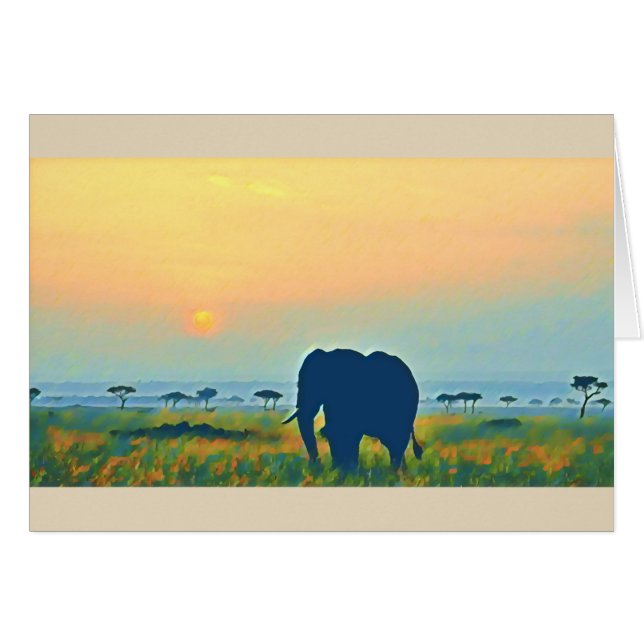 Coucher du soleil d'éléphant (Devant horizontal)