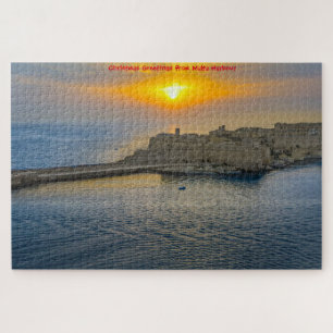Coucher du soleil du port de Malte. Jigsaw Puzzle