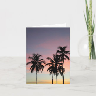 Coucher du soleil et carte pour notes de paumes