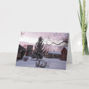 Coucher du soleil sur la carte de voeux de blanc