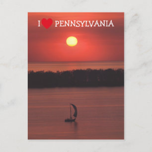 Coucher du soleil sur la carte postale de Presque 