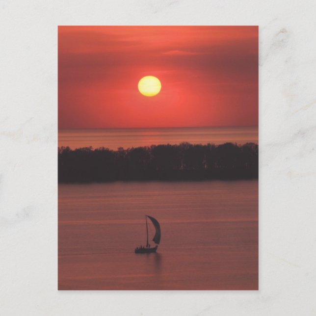 Coucher du soleil sur la carte postale de Presque  (Devant)