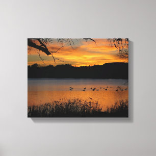 Coucher du soleil sur la copie de toile enveloppé