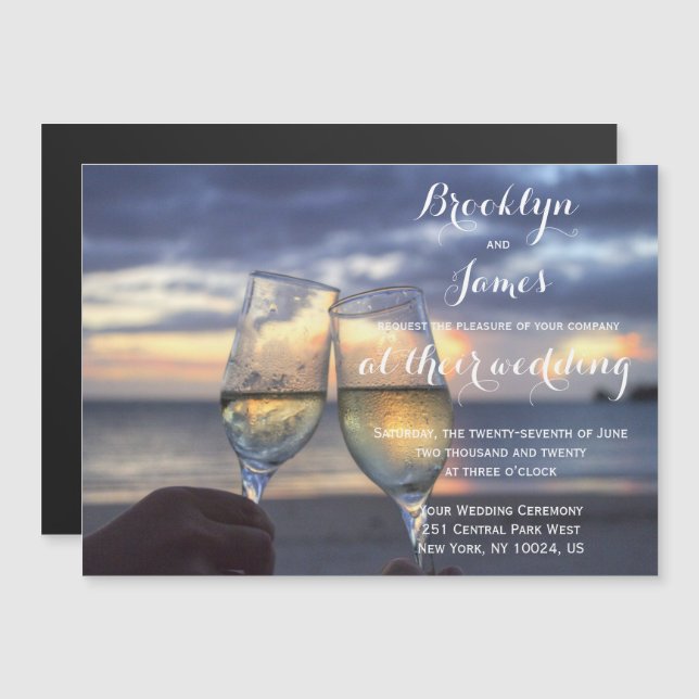 Coucher du soleil sur la plage Mariage Invitations (Devant / Derrière)