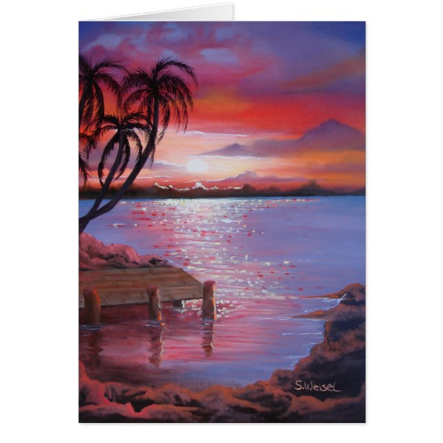 Coucher du soleil tropical - carte vierge (Devant)