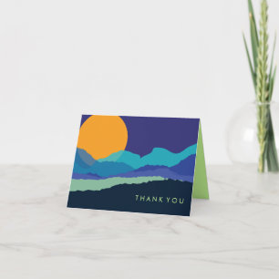 COUCHER SOLEIL & MONTAGNES Carte de remerciements 