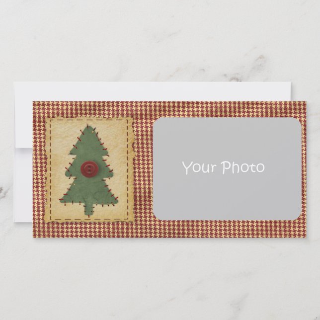 Coudre l'arbre de Noël Carte photo de Noël personn (Devant)