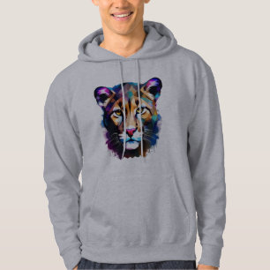 Cougar Color Splash Abstrakt Art Hoodie