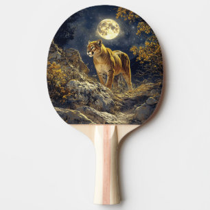 Cougar im Mondlicht Wildlife Art Tischtennis Schläger