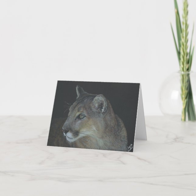 Cougar in Schwarz, 4" x 5,6" Faltkarte (Vorderseite)
