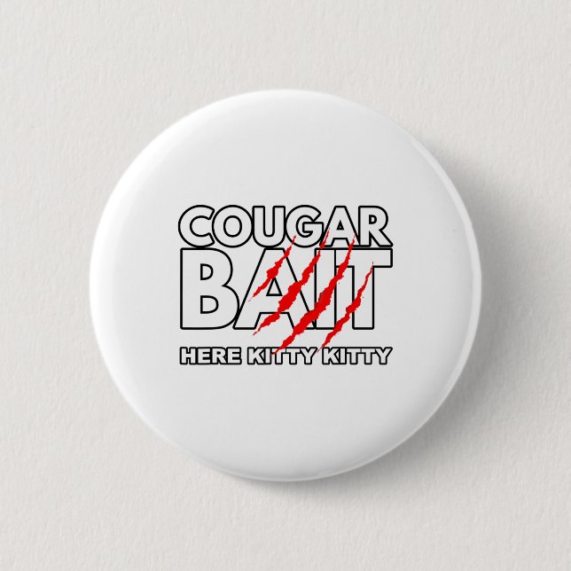 Cougar It Fun Halloween Kostüm Older Frau Younge Button (Vorderseite)