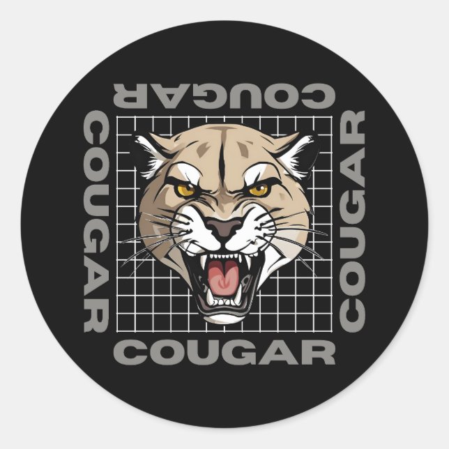 cougar life runder aufkleber (Vorderseite)