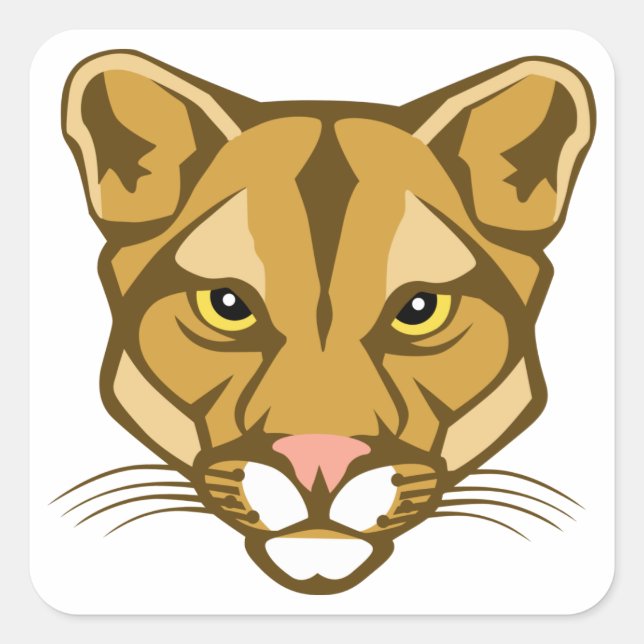 Cougar Mascot Quadratischer Aufkleber (Vorderseite)