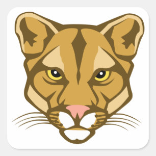 Cougar-Maskottchen Quadratischer Aufkleber
