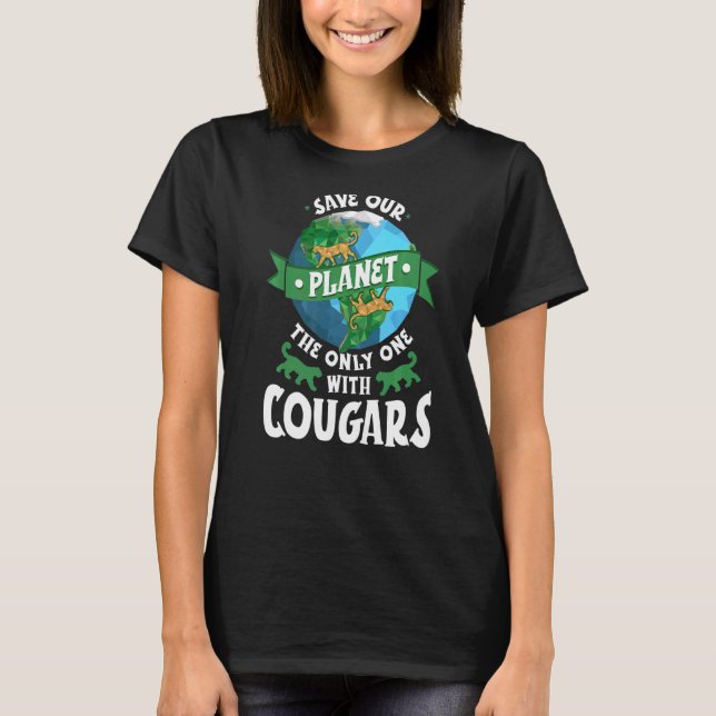 Cougar Mountain Lion Animal Cat Head Niedlich Wild T-Shirt (Vorderseite)