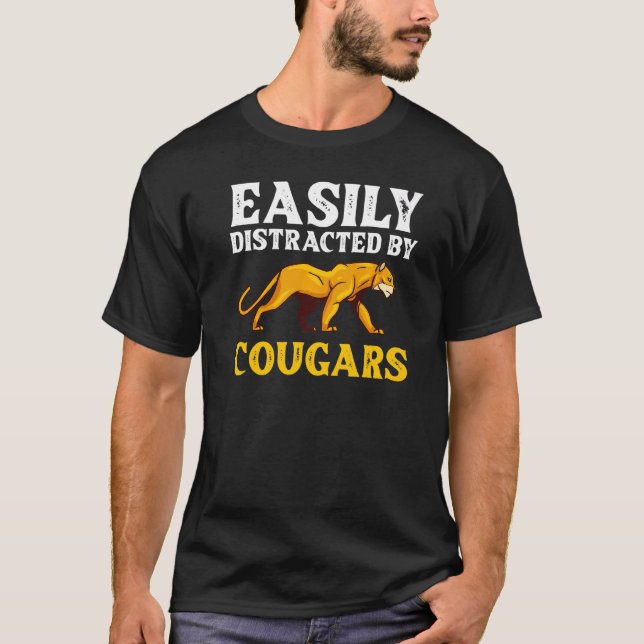 Cougar Mountain Lion Animal Cat Head Niedlich Wild T-Shirt (Vorderseite)