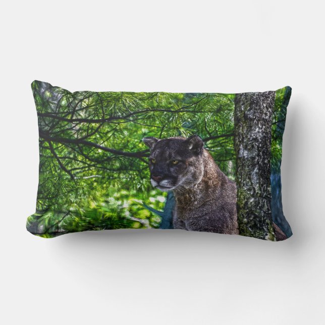 Cougar Mountain Lion Big Cat Art Design 6 Lendenkissen (Vorderseite)