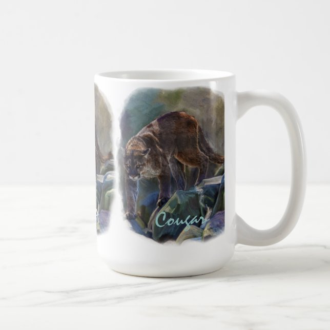 Cougar Mountain Lion Big Cat Art Design Kaffeetasse (Rechts)
