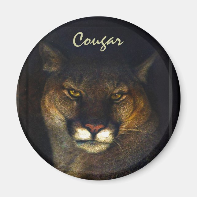 Cougar Mountain Lion Big Cat Art Design Magnet (Vorne)