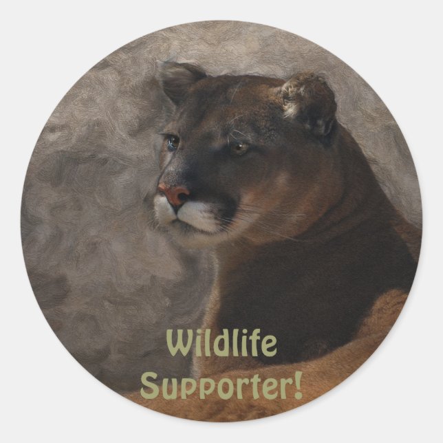 Cougar Mountain Lion Big Cat Art Design Runder Aufkleber (Vorderseite)