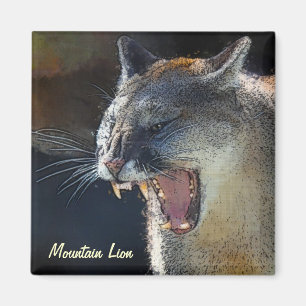 Cougar Mountain Lion Big Cat Art Magnet