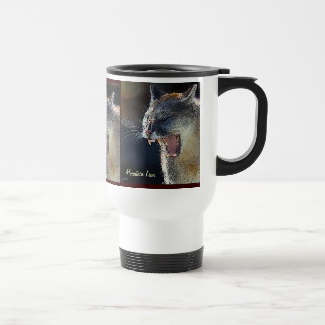 Cougar Mountain Lion Big Cat Art Travel Mug Reisebecher (Rechts)