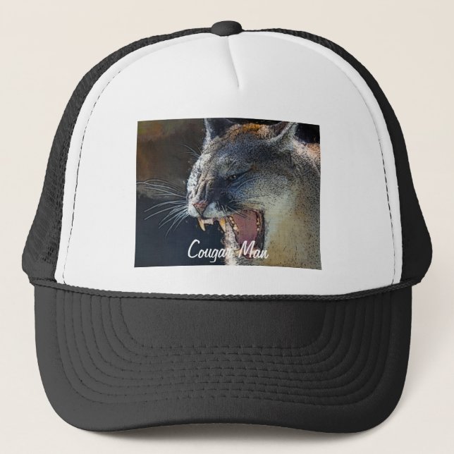 Cougar Mountain Lion Big Cat Art Truckerkappe (Vorderseite)