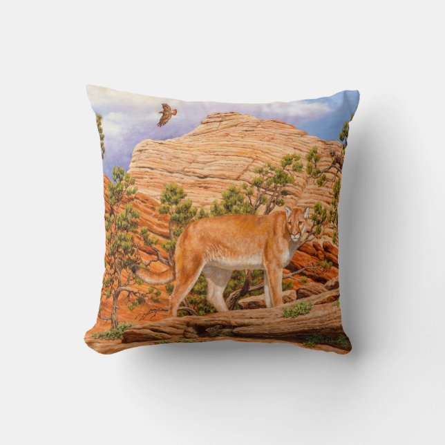Cougar Mountain Lion im Zion Nationalpark Kissen (Vorderseite)
