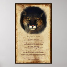 Cougar Mountain Lion Native American Wisdom Poster
