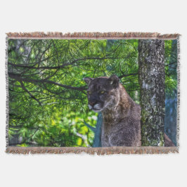 Cougar Mountain Lion & Pine Branches Wildlife II Decke