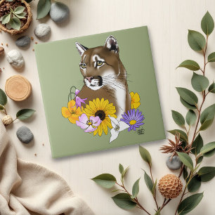 Cougar Mountain Lion Puma Blume Fliese
