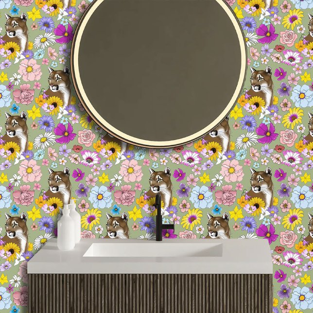 Cougar Mountain Lion Puma Blume Tapete (Von Creator hochgeladen)