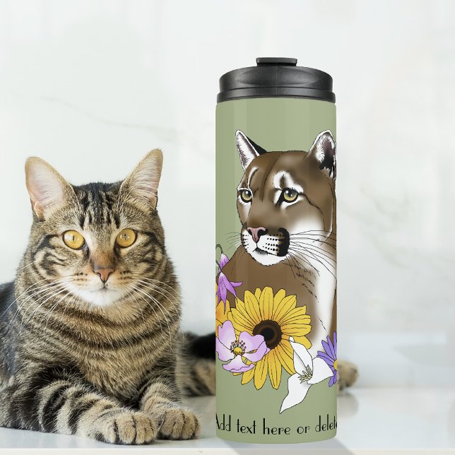 Cougar Mountain Lion Puma Blume Thermosbecher (Von Creator hochgeladen)