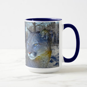 Cougar Mountain Lion & Winter Tree Tasse
