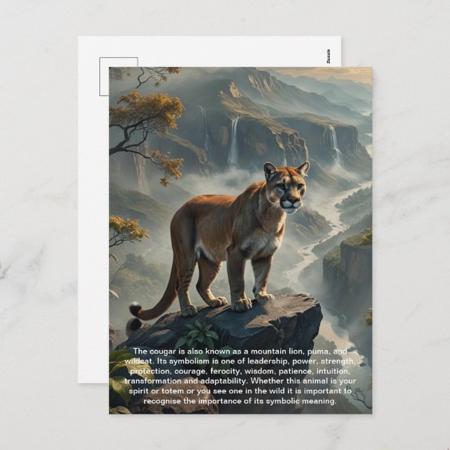 Cougar Postcard Feiertagspostkarte (Vorne/Hinten)