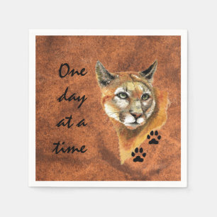 Cougar Puma Mountain Lion "One day at a Time" Serviette