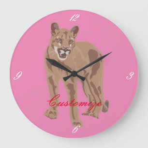 Cougar Puma Mountain Lion Thunder_Cove Große Wanduhr