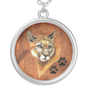 Cougar, Puma, Mountain Lion - Tier - Natur Versilberte Kette