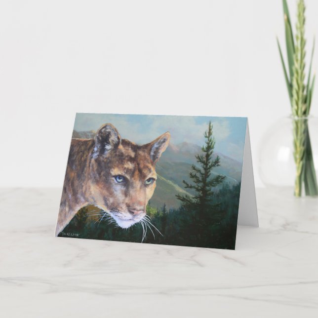 Cougar View Wildlife Fine Art Jeder Anlass Karte (Vorderseite)
