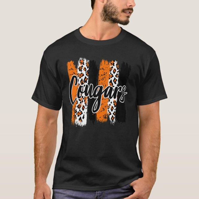 Cougars School Sports Fan Team Spirit Mascot T-Shirt (Vorderseite)