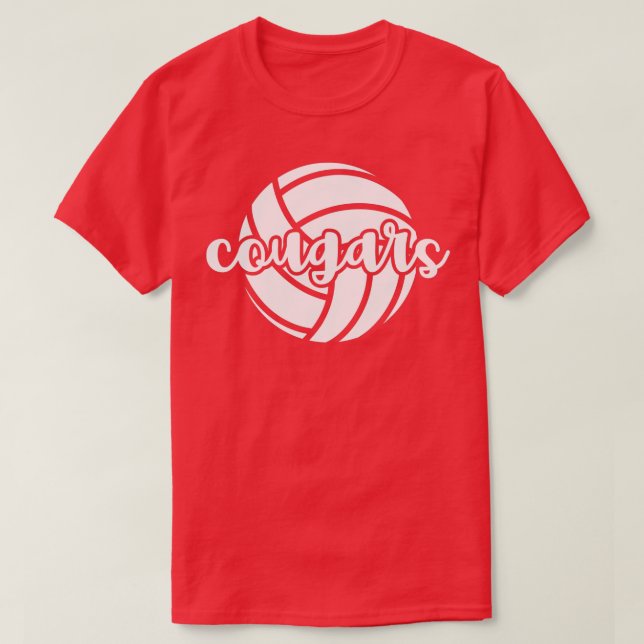 Cougars Volleyball Team Mascot School Spirit Game  T-Shirt (Design vorne)