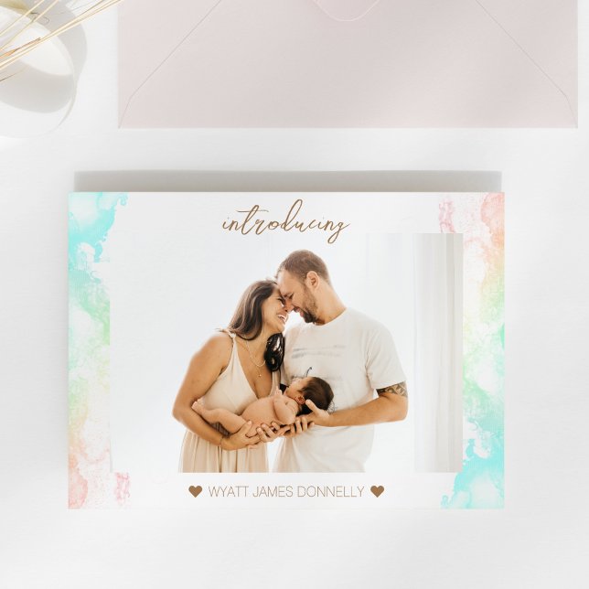 Couleur arc-en-ciel nuages photo Faire-part de nai (Créateur téléchargé)