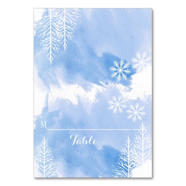 Couleur bleue et arbres mariage d'hiver carte (Par défaut)