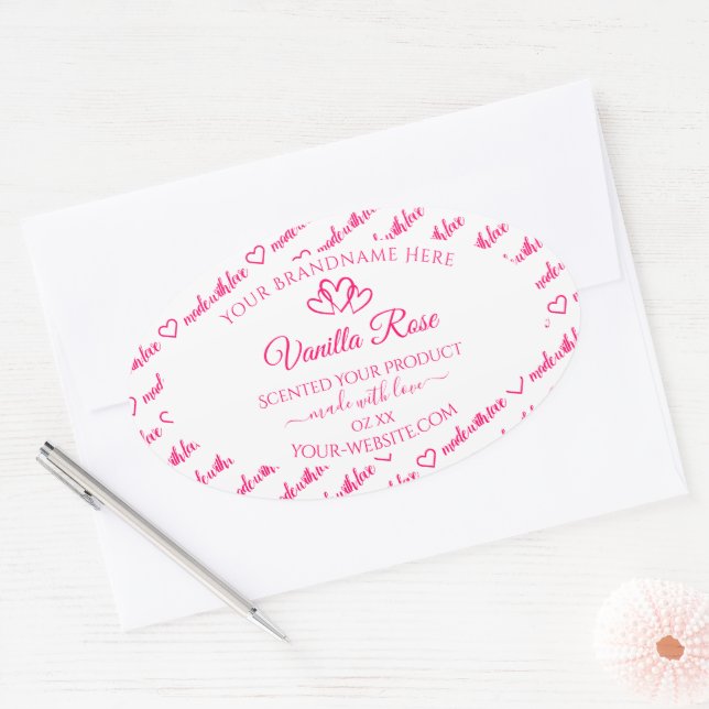 Couleur Cloud Pink Blanc Produit Coeurs Étiquette (Enveloppe)