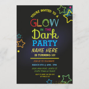 Couleur Dans L'Obscurité Anniversaire Invitation N