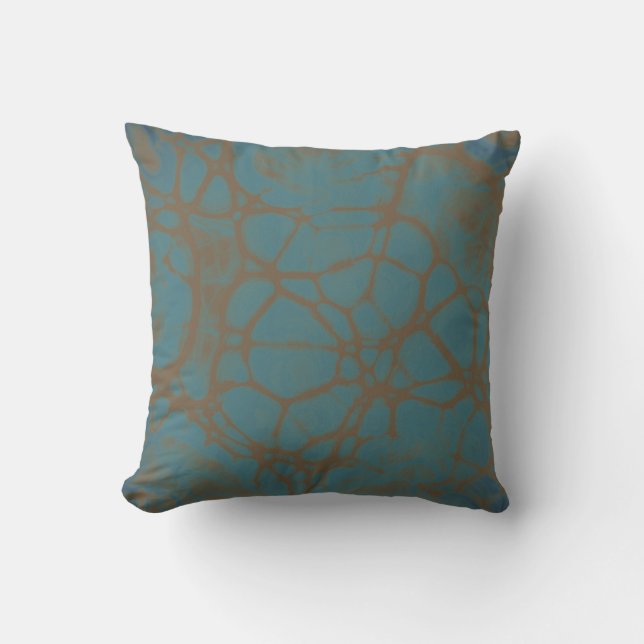 Couleur de boue brun turquoise Coussin (Recto)