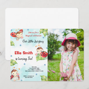 Couleur de l'eau Ladybug Photo Invitation