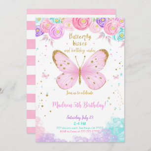 Couleur d'eau 5e anniversaire Invitation papillon